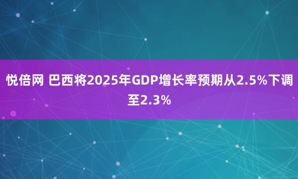 悦倍网 巴西将2025年GDP增长率预期从2.5%下调至2.3%