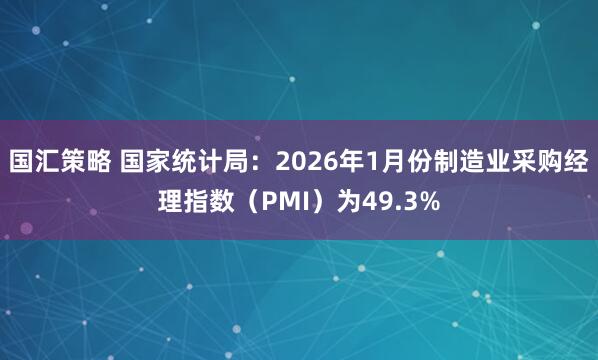 国汇策略 国家统计局：2026年1月份制造业采购经理指数（PMI）为49.3%